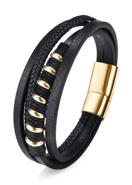 Чоловічий багатошаровий браслет із  шкіри Изображение Чоловічий багатошаровий браслет із  шкіри