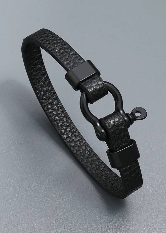 Чоловічий шкіряний браслет-скоба чорний MFStore Изображение Чоловічий шкіряний браслет-скоба чорний MFStore