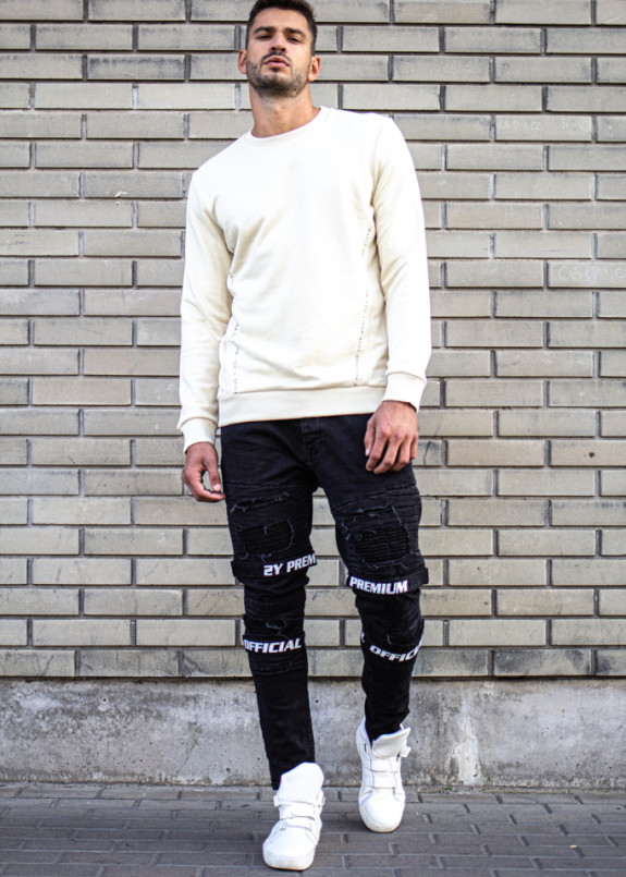 Кофта с вертикальными надписями по бокам молочная MFStore Изображение Кофта с вертикальными надписями по бокам молочная MFStore