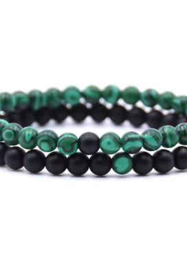 Браслет подвійний з каменю чорно-зелений MFStore Изображение Браслет подвійний з каменю чорно-зелений MFStore