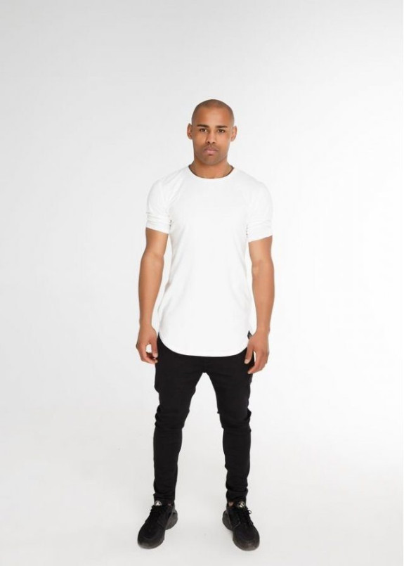 Футболка мужская базовая с круглым низом белая Black Limit Изображение Футболка мужская базовая с круглым низом белая Black Limit