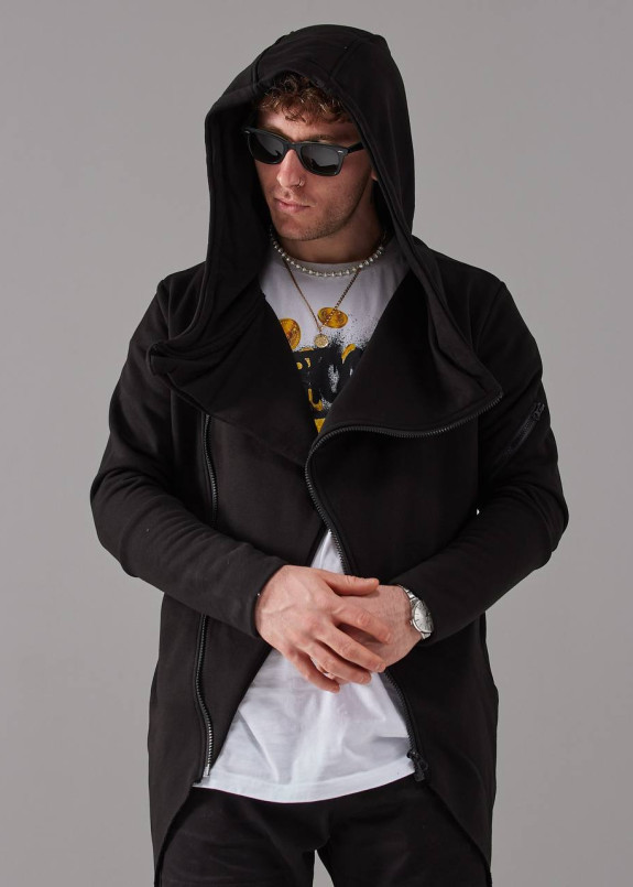 Кардиган асиметричний з косою блискавкою чорний MFStore Изображение Кардиган асиметричний з косою блискавкою чорний MFStore