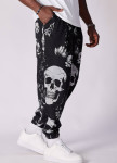 Стильні штани вільного крою з черепами чорно-білі MFStore Изображение Стильні штани вільного крою з черепами чорно-білі MFStore