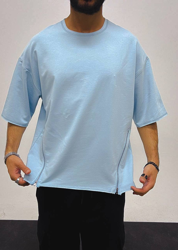 Футболка оверсайз з блискавками блакитна MFStore Изображение Футболка оверсайз з блискавками блакитна MFStore
