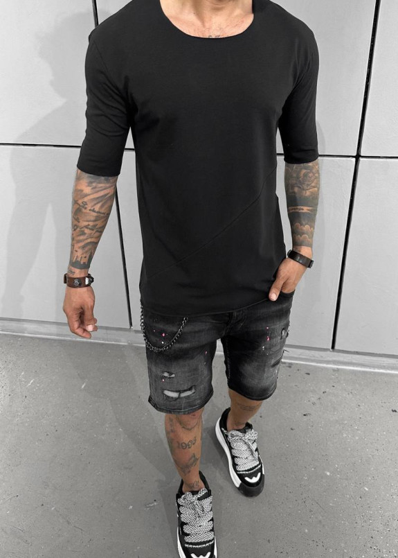 Футболка дизайнерська з необробленим краєм чорна MFStore Изображение Футболка дизайнерська з необробленим краєм чорна MFStore