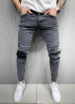 Изображение Узкие джинсы рванные с рифлением на коленях серые MFStore