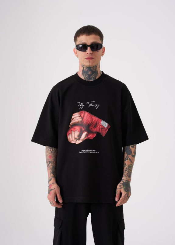 Футболка оверсайз з принтом antidepressant чорна MFStore Изображение Футболка оверсайз з принтом antidepressant чорна MFStore