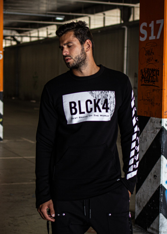 Свитшот с белым принтом на флисе MFStore Изображение Свитшот с белым принтом на флисе MFStore