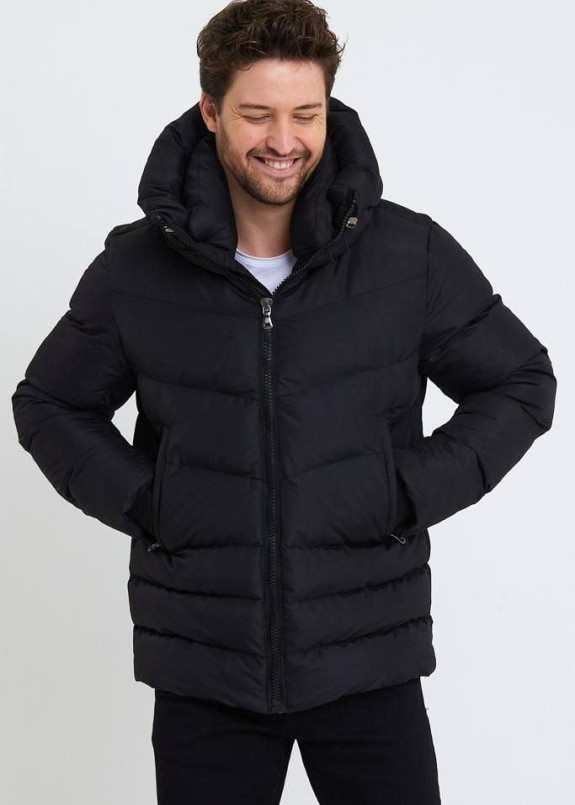 Куртка вкорочена стегана з капюшоном чорна MFStore Изображение Куртка вкорочена стегана з капюшоном чорна MFStore