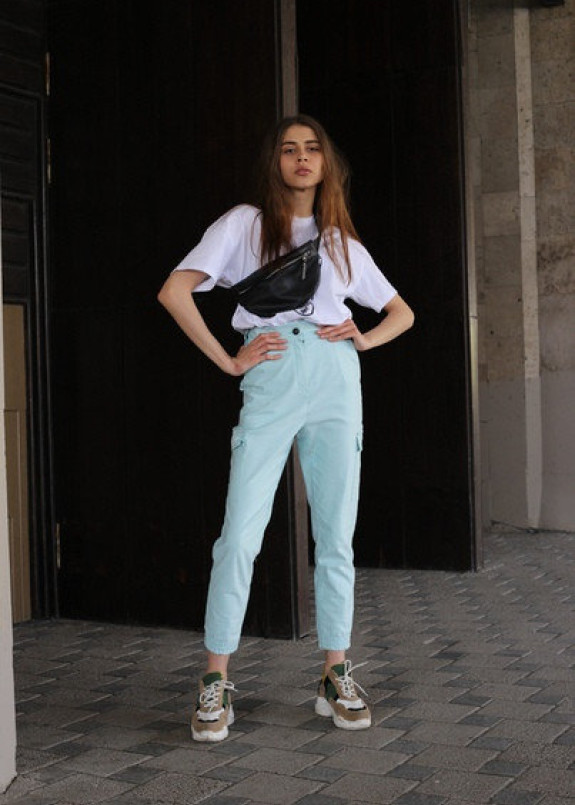 Брюки женские карго голубые Кэсси Tur streetwear Изображение Брюки женские карго голубые Кэсси Tur streetwear