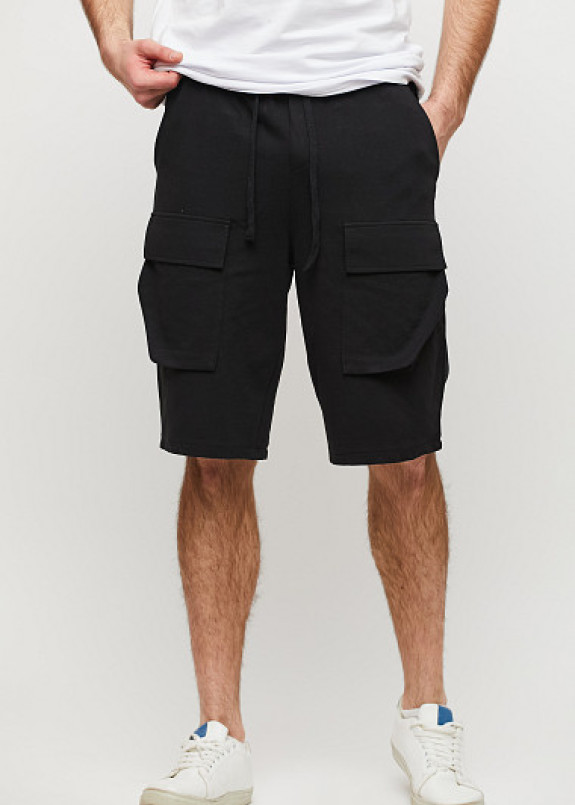 Шорты мужские с накладными карманами черные Изображение Шорты мужские с накладными карманами черные