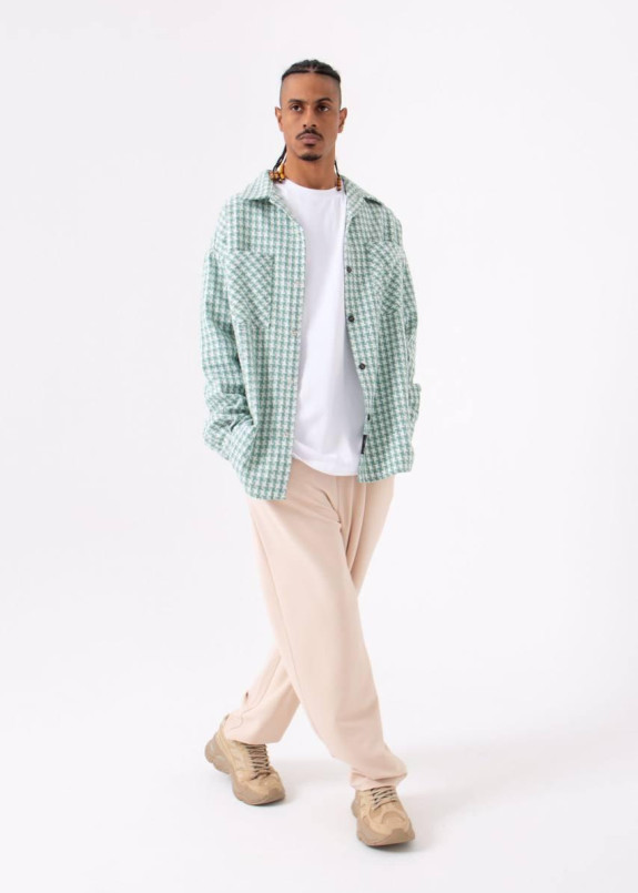 Рубашка оверсайз клетчатая мятная MFStore Изображение Рубашка оверсайз клетчатая мятная MFStore