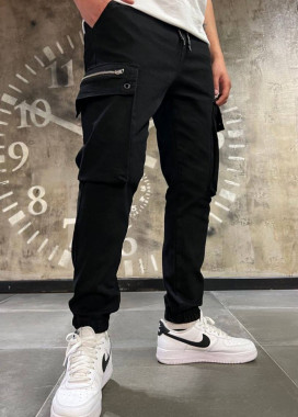 Джоггери карго з блискавками на карманах чорні MFStore Изображение Джоггери карго з блискавками на карманах чорні MFStore