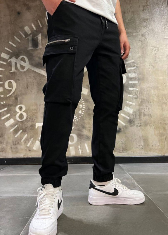Джоггери карго з блискавками на карманах чорні MFStore Изображение Джоггери карго з блискавками на карманах чорні MFStore