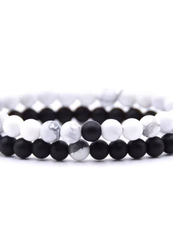 Браслет подвійний з каменю чорно-білий MFStore Изображение Браслет подвійний з каменю чорно-білий MFStore