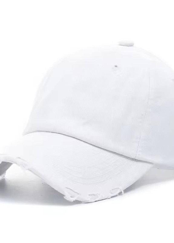Бейсболка з бавовняної тканини з потертостями біла MFStore Изображение Бейсболка з бавовняної тканини з потертостями біла MFStore