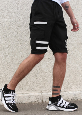 Шорты карго черные мужские с рефлективными липучками Токсин Изображение Шорты карго черные мужские с рефлективными липучками Токсин