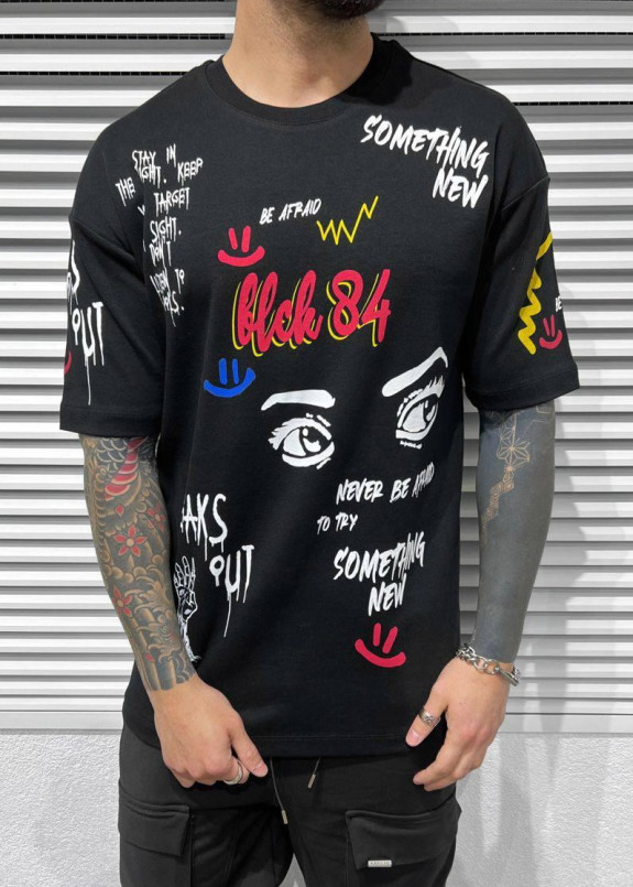 Футболка мужская оверсайз blck84 черная MFStore Изображение Футболка мужская оверсайз blck84 черная MFStore