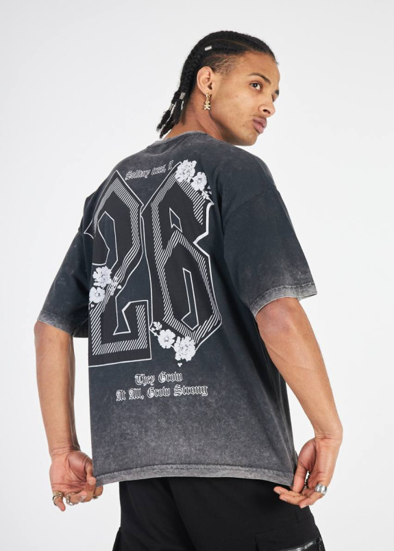Футболка чоловіча оверсайз з принтами виварена сіра MFStore Изображение Футболка чоловіча оверсайз з принтами виварена сіра MFStore