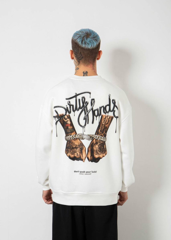 Світшот оверсайз на флісі з принтом на спині білий MFStore Изображение Світшот оверсайз на флісі з принтом на спині білий MFStore