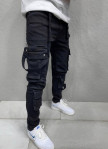 Изображение Джинсы карго с карманами и шлейками черные MFStore