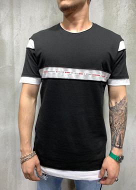 Футболка с вставкой и текстом MFStore Изображение Футболка с вставкой и текстом MFStore