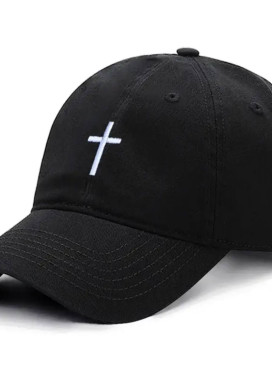 Бейсболка з бавовняної тканини з вишивкою хрестом чорна MFStore Изображение Бейсболка з бавовняної тканини з вишивкою хрестом чорна MFStore