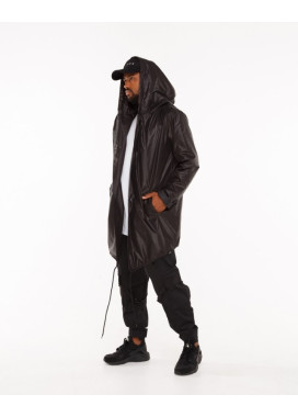 Дождевик черный с принтом на спине ДОЖДЕВИК Изображение Дождевик черный с принтом на спине ДОЖДЕВИК