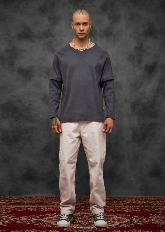 Изображение Модний лонгслів з накладними карманами сірий MFStore