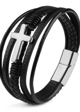 Браслет з хрестом і магнітною застібкою хромований MFStore Изображение Браслет з хрестом і магнітною застібкою хромований MFStore