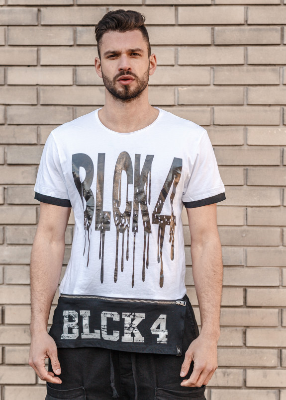 Футболка белая с потекшими буквами Mfstore Изображение Футболка белая с потекшими буквами Mfstore