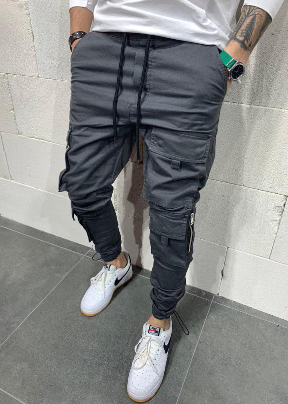 Брюки спортивные серые с большими карманами Изображение Брюки спортивные серые с большими карманами