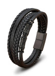 Браслет чоловічий шкіряний багатошаровий з магнітною застібкою чорний MFStore Изображение Браслет чоловічий шкіряний багатошаровий з магнітною застібкою чорний MFStore