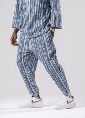 Штани вільного крою смугасті блакитного кольору MFStore Изображение Штани вільного крою смугасті блакитного кольору MFStore