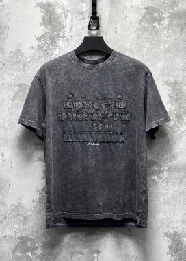 Футболка вільного крою виварена з вишивкою сіра темна MFStore Изображение Футболка вільного крою виварена з вишивкою сіра темна MFStore