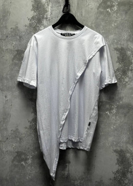 Футболка дизайнерська подовжена збоку біла MFStore Изображение Футболка дизайнерська подовжена збоку біла MFStore