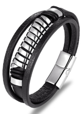 Браслет Symmetry  кожа и сталь fashion Изображение Браслет Symmetry  кожа и сталь fashion