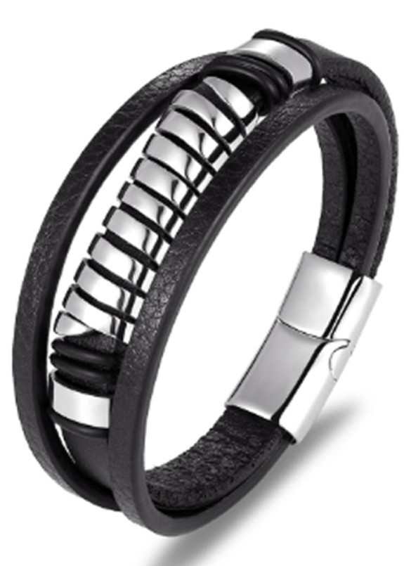 Браслет Symmetry  кожа и сталь fashion Изображение Браслет Symmetry  кожа и сталь fashion
