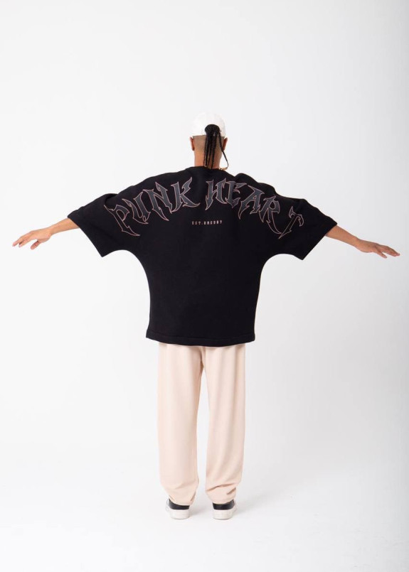 Оверсайз кофта на флисе punk heart черная MFStore Изображение Оверсайз кофта на флисе punk heart черная MFStore