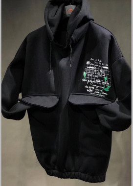 Худи мужское с карминам спереди черное MFStore Изображение Худи мужское с карминам спереди черное MFStore