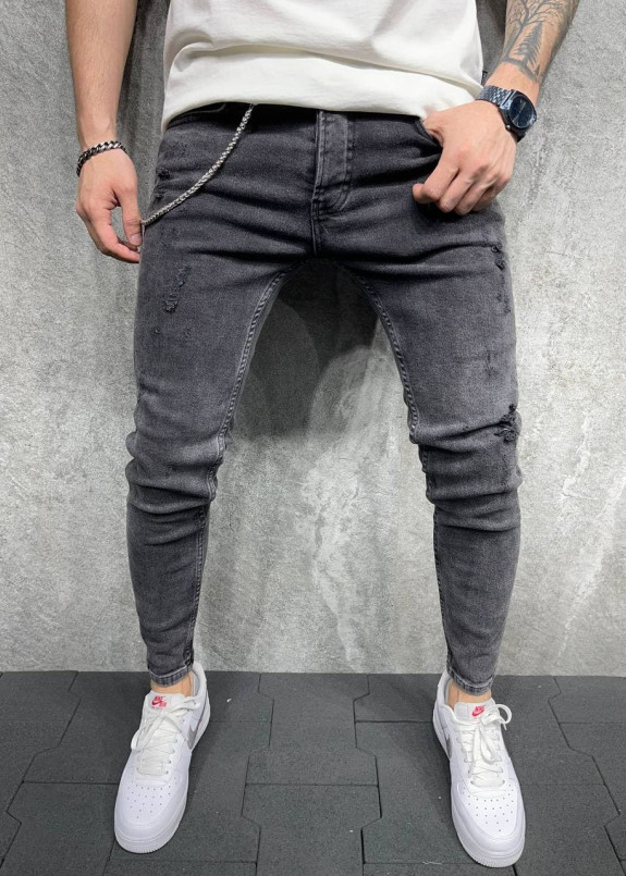 Джинсы с маленькими дырочками и цепочкой MFStore Изображение Джинсы с маленькими дырочками и цепочкой MFStore