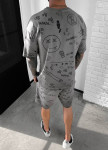 Костюм серый с черными принтами SMILE MFStore Изображение Костюм серый с черными принтами SMILE MFStore