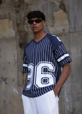 Футболка вільного крою у смужку 69 синя MFStore Изображение Футболка вільного крою у смужку 69 синя MFStore