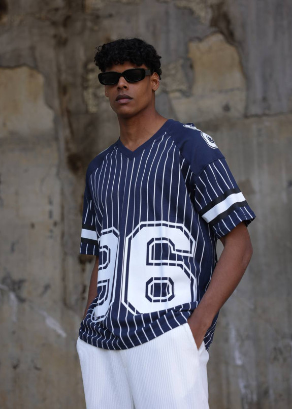 Футболка вільного крою у смужку 69 синя MFStore Изображение Футболка вільного крою у смужку 69 синя MFStore