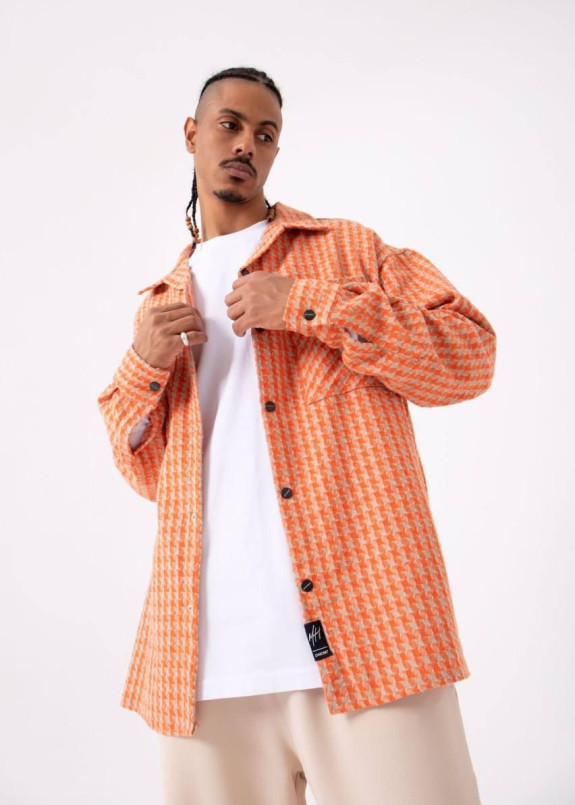 Рубашка оверсайз клетчатая оранж MFStore Изображение Рубашка оверсайз клетчатая оранж MFStore
