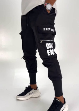 Джогери карго на манжетах чорні з текстом when MFStore Изображение Джогери карго на манжетах чорні з текстом when MFStore