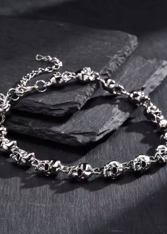 Стильний хромований браслет з черепами MFStore Изображение Стильний хромований браслет з черепами MFStore