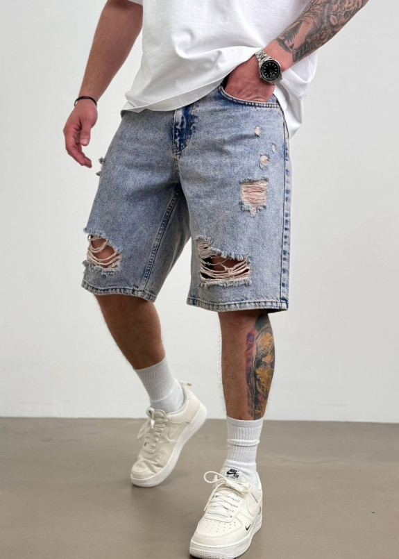 Стильні джинсові шорти вільного крою блакитні MFStore Изображение Стильні джинсові шорти вільного крою блакитні MFStore