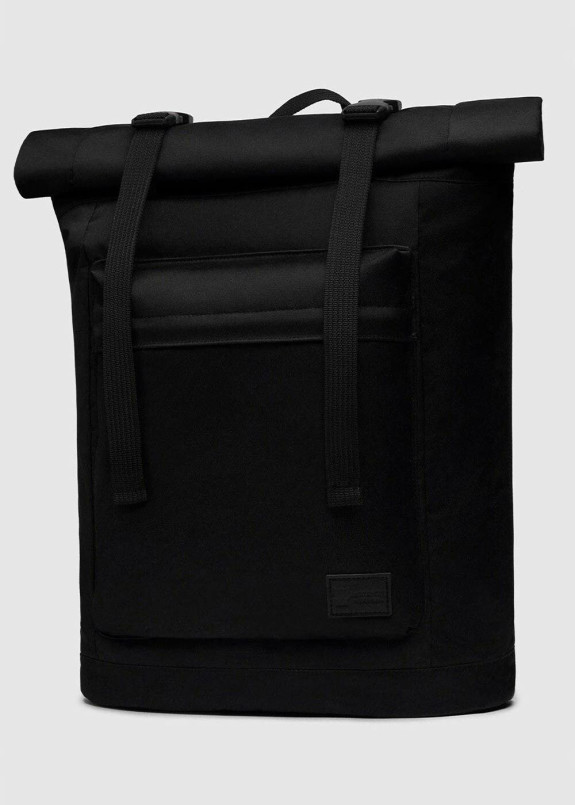 Большой рюкзак ролл-топ черного цвета с внешним карманом Изображение Большой рюкзак ролл-топ черного цвета с внешним карманом