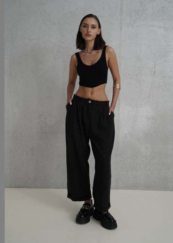 Брюки жіночі прямі вкорочені чорні MFStore Изображение Брюки жіночі прямі вкорочені чорні MFStore